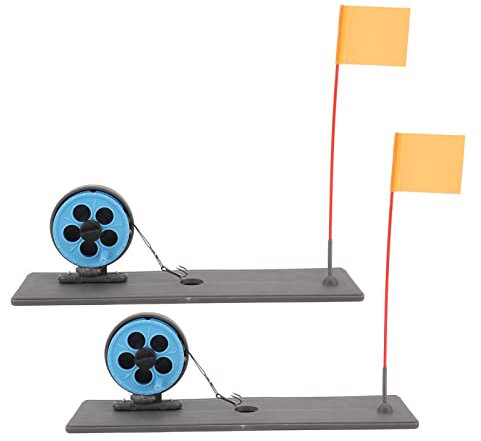 Keenso 2 Stück Eisangeln Flaggenmarkierungsstange Automatische Schwimmende Stabile Tragbare Eisangelrute Tip Up für den Winter Fischereibedarf