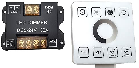 Dimmer LED Touch Panel telecomando RF DC 5 – 24 V 15 A x 2 (12 V Max 360 W, 24 V Max 720 W), telecomando senza fili fissaggio a parete per strisce LED 5050,2835, COB tinta unita
