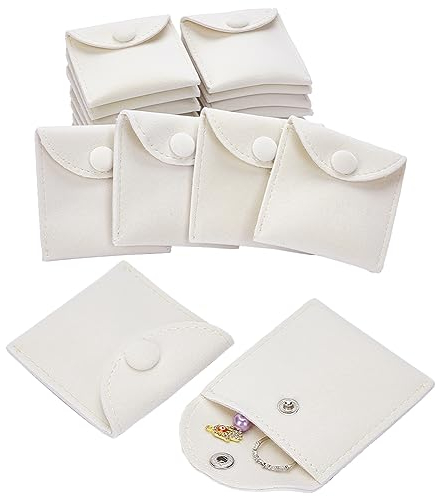 NBEADS 24 pz Sacchetti di Gioielli In Velluto con Bottone A Pressione, Borse Portaoggetti per Gioielli In Velluto Color Seta di Mais Borsa Regalo di Lusso per Confezione Regalo, 7.4x7.1cm