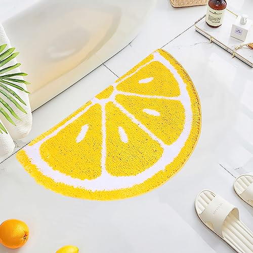 LEVINIS Alfombras de baño de frutas amarillas y limón, antideslizante, suave y absorbente de agua, alfombra de baño para baño, ducha, bañera, dormitorio, 31 x 19 pulgadas
