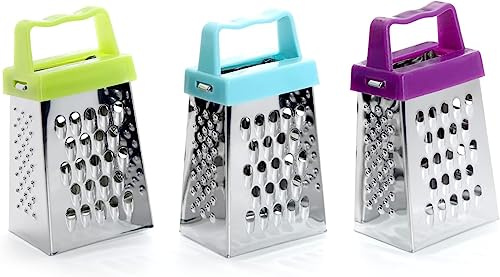 Mini-Käsereibe, professionelle Reibe, Edelstahl mit 4 Seiten, kleine Kastenreibe für Küchenhobel, Käse/Ingwer/Gemüse, 3 Stück