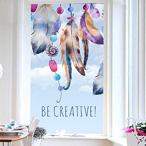 Sichtschutzfolie 3D Fensterfolie Glasdekorfolie PVC für Badezimmer Kinderzimmer Küche,Schlafzimmer Wohnzimmer Esszimmer Büro Hotels Klassenzimmer 44.5cmx300cmFeder
