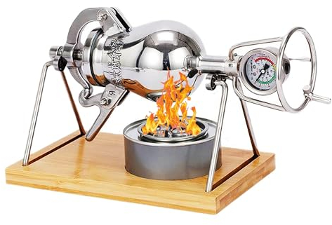 MOFGOE Hand Popcorn Machine, 260ml Open Fire Heating Popcorn Maker, Stainless Steel Popcorn Popper, High Pressure Popcorn Maker Machine, for Family Party Fun