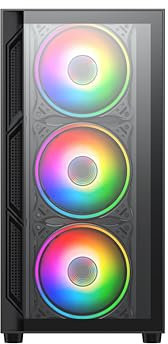 Vida Lucid Black ARGB Gaming Case w/Glass Front And Side, Micro ATX, 4x ARGB Infinity Fans