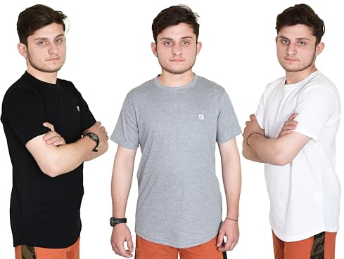 Bahob® Herren-T-Shirt, normale Passform, Rundhalsausschnitt, Baumwolle, Größe S bis 3XL, 3er-Pack, Mhts-154-a, M