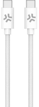 Celly, Cavo USB-C a USB-C, Realizzato in Tessuto Intrecciato di Colore Bianco, Ricarica Rapida fino a 60W, Compatibile con Caricabatterie e Altri Dispositivi, Lunghezza di 1,5 Metri