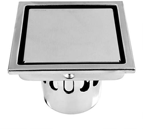 Canalina per doccia, 12 x 12 x 9 cm, casa, acciaio inossidabile, forma quadrata, antiodore, bagno, scarico a pavimento, cancello dei rifiuti, scarico doccia