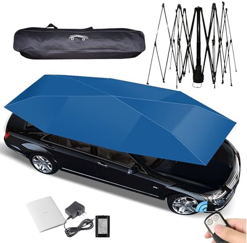 Sombrilla Portátil y Plegable para Coche Totalmente Automática con Control Remoto, Bolsa de Transporte, Adecuada para Escuelas de Manejo - Navy Blue-4.3m/169''