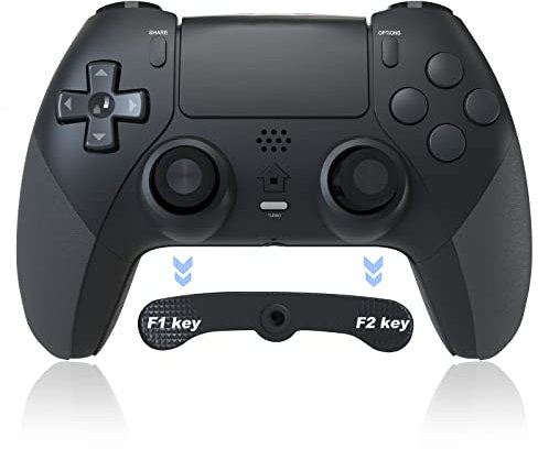 Shiptree Wireless Controller per PS-4, Joystick Gamepad Compatibile con PS-4/Pro/Slim, con Turbo/Macro Programming/Touch Pad/Somatosensoriale a 6 Assi-Nero