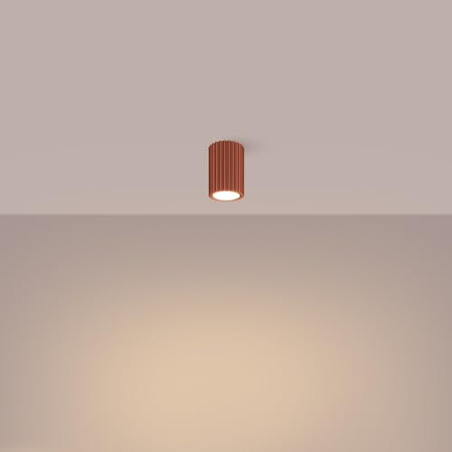 SOLLUX lighting Plafonnier LED - Spot de Plafond - en Aluminium - 1 Spot - 6,5 x 6,5 x 10 cm - Karbon Ocre Rouge