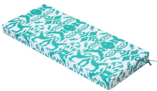 PRIMEPATIO Outdoor Bench Cushion 143×52cm – Waterproof Memory Foam 3‑Seater Bench Pad Blue | Patio Love‑Seat & Window‑Seat Replacement Cushion, UV & Water Resistant, Secure Ties for Stability