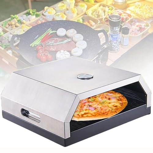 GHRERTX BBQ Pizza Oven Outdoor,Grill Pizza Oven with 12'' Pizza Stone,Stainless Steel Pizza Maker with Thermometer,for Indoor/outdoor,Can Also Smoke Meat, Fish & Veg