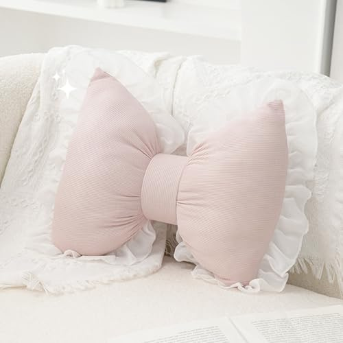 Ueiwffzo 3D Schmetterling Kissen, Schwarzes Spitzen Kopfkissen Deko Kissen Sitzpolster Kuschelkissen Kinder, Plüsch Kissen Schmetterling Sofakissen Zierkissen Für Mädchen Kinderzimmer (Rosa)