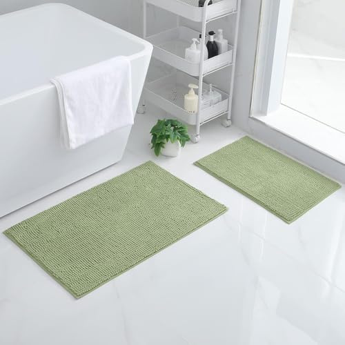 Homaxy Juego de 2 alfombras de baño de chenilla, alfombrilla de baño antideslizante