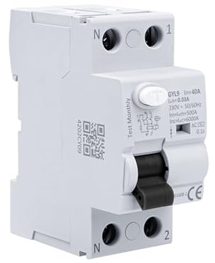 Disjoncteur différentiel 40A 30ma Interrupteur différentiel 2P type AC Disjoncteurs électriques AC 220V, Schützt persönliche Sicherheit und verhindert Geräteausfälle aufgrund von Kriechstrom.
