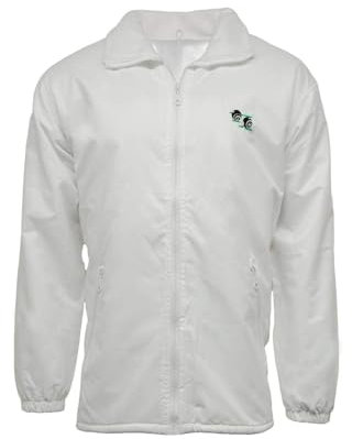 Fashion Force Men's Waterproof Lawn Bowls Jacket – White Mesh-Lined Windproof Coat with Detachable Hood, Zip Pockets & Elasticated Cuffs (UK, Alpha, L, Regular, Regular, White)