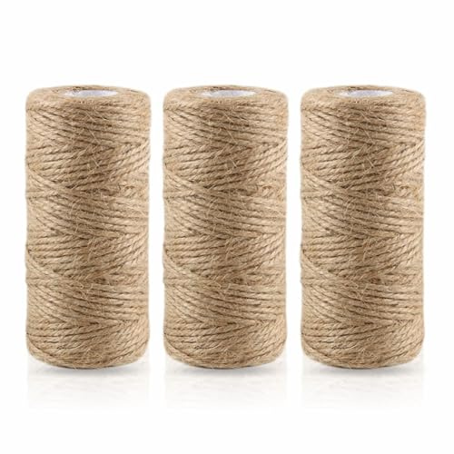 Jute Twines Binding Twines Durable Horticultural Craft Cord Baking Wrapping Binding Strings Crafts Baler String Suitable for Household Garden Diy Crafts Decoration Home Accessories (Pack of 3)