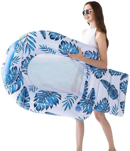Chaise Salon Flottante Gonflable - Float De Piscine De Feuilles Tropicales | Appui-tête Et Eau De Repos Flotteur pour Bronzage du Soleil, Piscine, Plage, Fête Et Jouets D'été