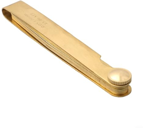 Spessimetro metrico 0,05 – 1 mm, 13 lame, strumento di misurazione in ottone per misurazione, meccanici, ingegneri e progettisti, 100 x 13 mm
