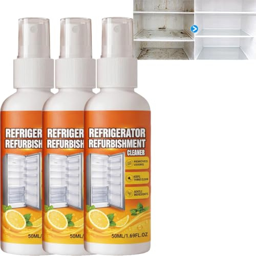 Kraftfull renovering av rengöringsmedel för kylskåpsdeodoriseringsmedel, flerfunktionsrengöring av kylskåp, snabb borttagning av fläckar och luktlösning för rörafri rengöring, (3PCS)