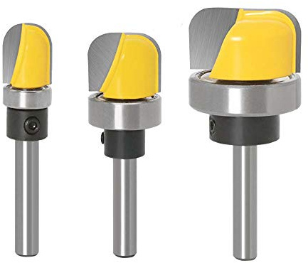 Gasea 3pcs 1/4 Inch Shank Round Nose Router Bit Set, Bowl & Tray Template Bottom Woodwork Cutter Tool 3/4 1/2 1-1/8