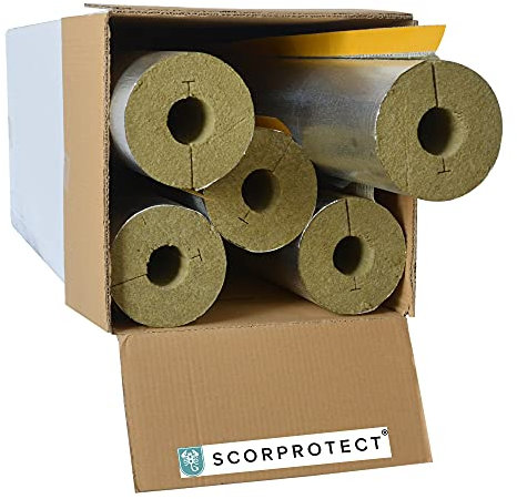 Tubo in cartone pieno rivestito in alluminio tubo isolante lana di roccia con 0.040 conducibilità termica (lana di roccia, 54 x 50 mm x 1 metro)