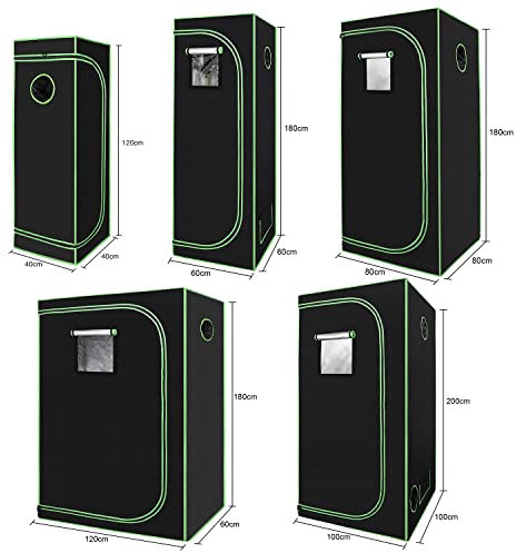 Lospitch Tienda de cultivo para cultivo | Armario de cultivo | Carpa de cultivo | Resistente al agua y a la luz | Invernadero para plantas | 600D Oxford 120x60 x180 cm, Negro Verde