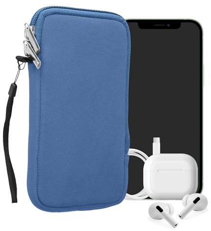 kwmobile Estuche de Neopreno Universal para Smartphone - Funda Protectora con Cremallera para XL - 6,7/6,8 Azul RAF