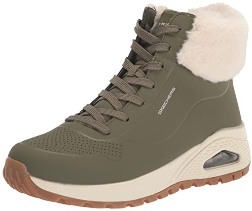Skechers Damen Uno Rugged Fall Air Stiefelette, Olive Durabuck Faux Fur, 39 EU