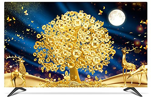 TV Cover Cover Sun Protection Computer Monitor Protector for Wall Hanging Desktop Curved Type Screen Soft Fabric Craft Tv cover (Color : K, Specification : 50 inch)