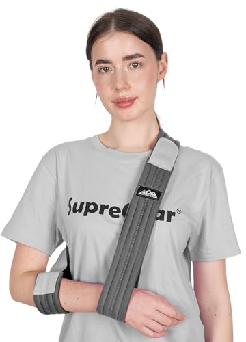 supregear Armschlinge, Verstellbar Leicht Komfortabel Schulterschlinge, Atmungsaktiv, Medizinische Schulterstütze für Verletzten Arm/Hand/Ellenbogen, Dunkelgrau