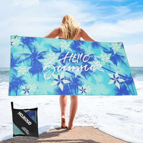 HOJKOUD Toalla de Playa Grande de 160 x 80 cm, Toalla de baño de Microfibra, Toalla de Playa Ultraligera y de Secado rápido para Deportes, Toalla de baño para Mujeres y Hombres, Manta de Playa.