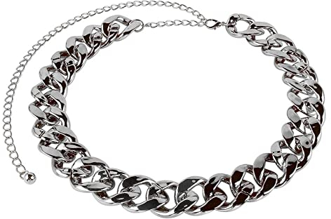 Stfery Körperkette Bikini, Körperketten für Frauen Silber Taillenkette Dicker Kettenkreis Bauchkette Legierung Kettengürtel