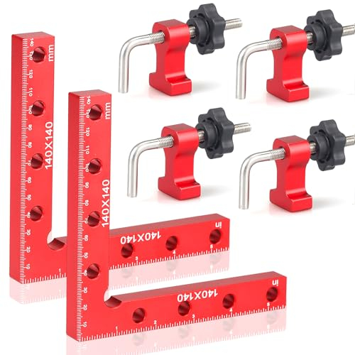 90 Grad Positionierwinkel 140mm/5,5 Zoll - 90 Grad Winkel Klemme Positionierwinkel,Rechtwinklige Klemmen aus Aluminiumlegierung,Messwinkel Rechtwinklige Klemme für Holzbearbeitung,Heimwerken,Handwerk