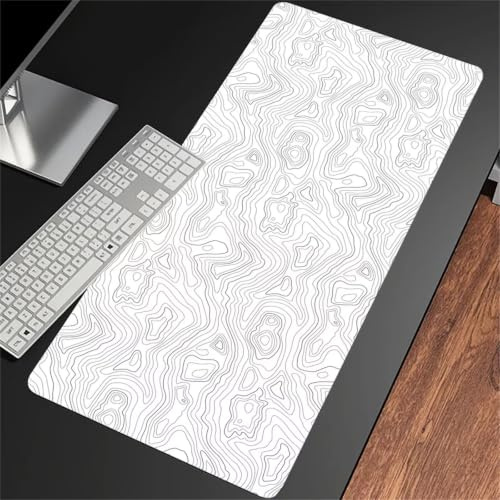 Courbe Blanche Tapis de Souris Grand, 1200x600mm XXL Gaming Mouse Pad, Tapis de Souris Caoutchouc Naturel Antidérapant, Mouse Mat d'Ordinateur Durable pour Souris Claviers Gamer Bureau