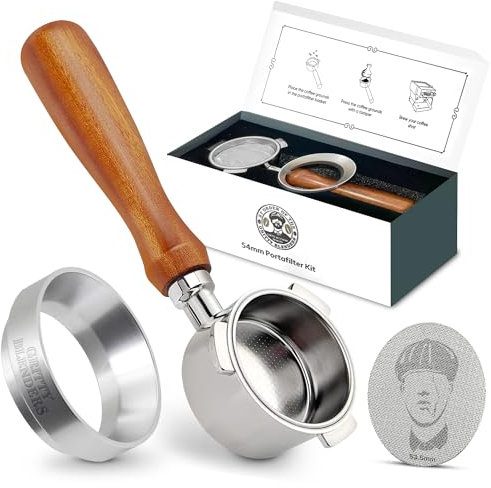 Gritty Blenders - Bottomless Coffee Portafilter 54mm with Compatible Puck Screen, Basket and Dosing Funnel | Compatible with Sage Breville Barista Series 500-880, Barista Express, and more 54mm models