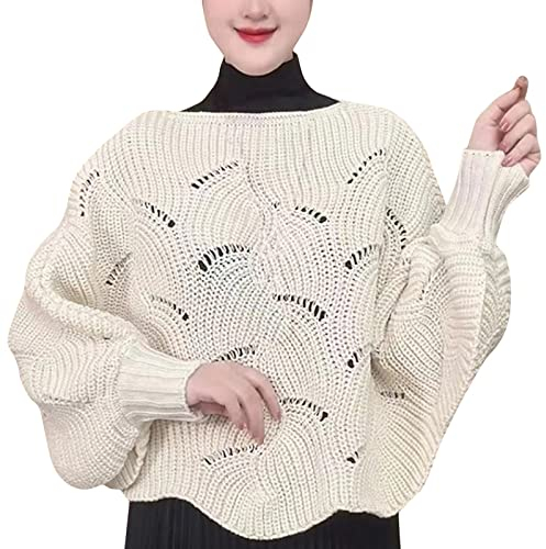 DYJAGYO Fledermausärmel-Strickschal 2023, Damen-Winter-Strickwaren, Damen-Winter-Strickwaren Fledermausärmel-Strickschal (Beige,One Size)