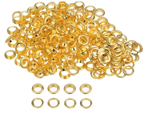 QUARKZMAN 300 Ensembles Œillets en Métal de 10mm ID avec Rondelles, Œillets en Fer pour Chaussures, Vêtements, Ceintures, Étiquettes, Sacs, Tissus, Cuir,DIY, Accessoires, Or