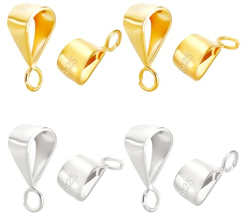 PH PandaHall 8 cierres deslizantes de plata de ley 925 con anillo abierto, fianzas para colgantes, conector deslizante para collares, pulseras, llaveros, joyería, dorado/plateado