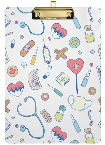 Klemmbrettmappe mit Cartoon-Motiv, bunt, für medizinische Objekte, A4, 31,8 x 22,9 cm, Klemmbrett-Halterung mit niedrigem Profil-Clip für Kinder-Fußball