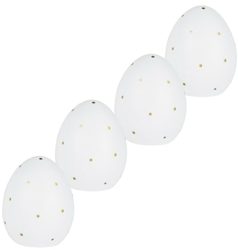 Deko Eier Figuren 4 Stück aus Porzellan zu Ostern - Ostereier in weiß als Frühlingsdeko, Osterdeko, skandinavische Deko für Innen - Osterdekoration modern fürs Wohnzimmer, Osternest, Zimmer Dekoration