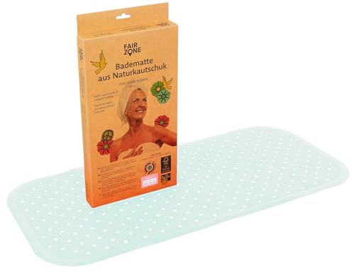 FAIR ZONE Badewannenmatte rutschfest 76x34 cm Antirutschmatte Badewanne Plastikfrei FSC Naturkautschuk 100% BPA+PVC frei Wanneneinlage in Hellblau