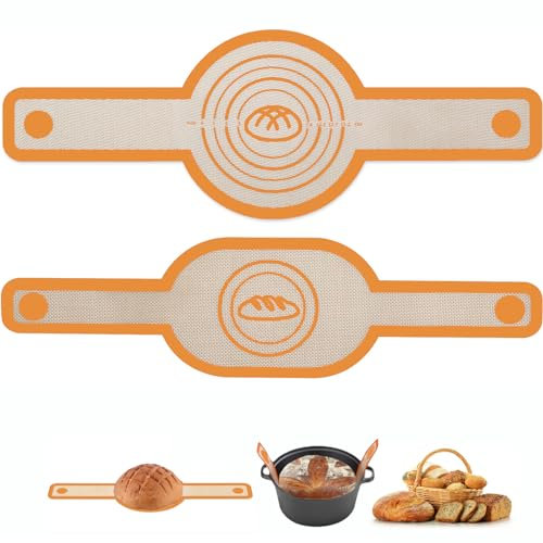 Silicone Bread Sling for Dutch Oven, 2 PCS Non-Stick & Easy Clean Reusable Heat Resistant Baking Mat Accessories with Long Handles, Easy to Transfer Sourdough Bread
