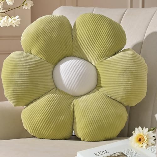 Yhoelata Blumenkissen Grün, Sitzkissen Boden Aesthetic Zimmer Deko Bedroom, Ganseblumchen Deko Kissen Kinderzimmer, Preppy Room Decor, Sofa Kissen 48 cm
