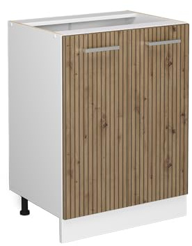 Vicco Küchenunterschrank R-Line, Artisan-Eiche, 60 cm | 2 Türen · Ohne Arbeitsplatte · Höhenverstellbare Füße · 1 Einlegeboden · ✓ Frei kombinierbar