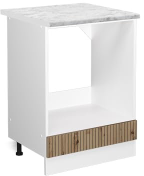 Vicco Herdumbauschrank R-Line, Artisan-Eiche, 60 cm, AP Marmor, zur freien Kombination innerhalb modularer Küchensysteme