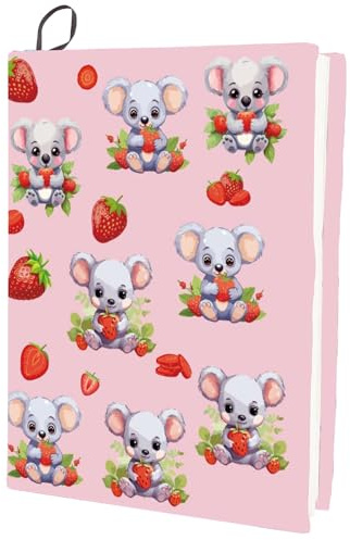 craspire Dehnbarer Buchumschlag Mit Mausmotiv Rosa Erdbeertier Waschbar Wiederverwendbar Großes Nylontuch Elastischer Buchumschlagschutz Aus Polyester 9.4x15.7 Zoll Notizbuchumschläge Geeignet