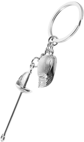 BELLIFFY Llavero de Esgrima Pequeño de Aleación de Zinc Color Plata Diseño Creativo y Elegante para Colgar en Mochilas o Bolsos, Accesorio Deportivo Único