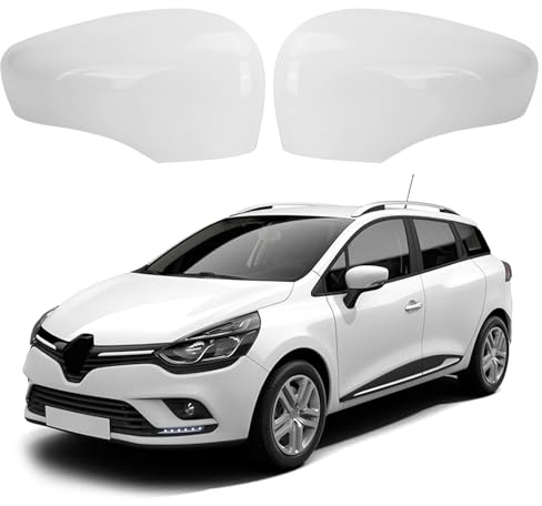 Tapa de la Cubierta del Espejo Compatible con Renault Clio 4 2012-2016, Capture First Generation J87 2013-2019, Tapa de Espejo Retrovisor Tapas Compatible con Zoe 2012-2024 - 1 Par Blanco