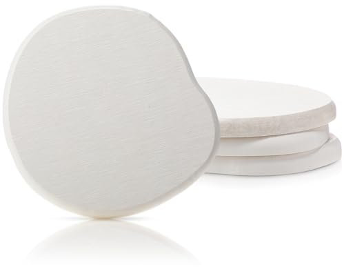 Diatomaceous Earth Coasters Set of 4，Cool Absorbent Quick-Dry Drink Coasters for Desks, Cute Modern Stone Design with Stylish White Aesthetic (4, White)